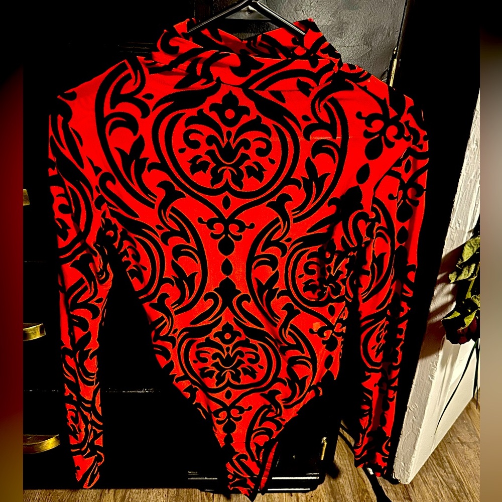 Red and black bodysuit